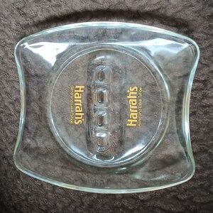 Harrah's Ashtray Reno and Lake Tahoe Glass Vintage Casino Memorabilia